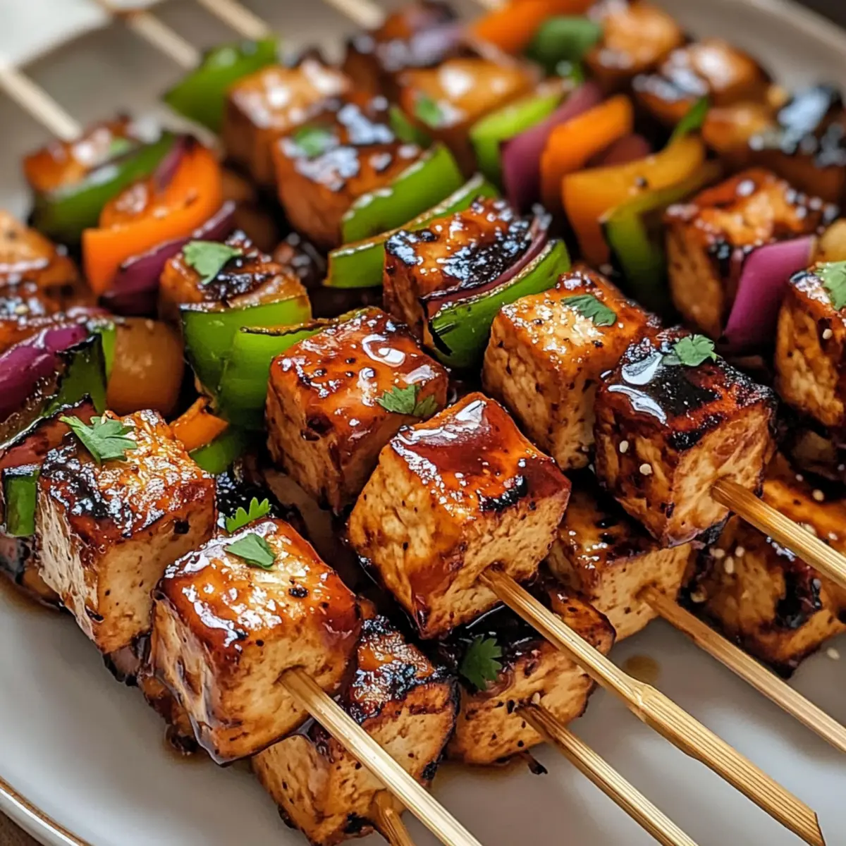 Knoblauch-Soja-Glasierte Tofu-Spieße für Feinschmecker
